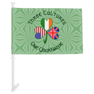 British Irish American Shamrock Flag Personalized