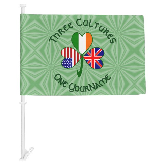 British Irish American Shamrock Flag Personalized  (Front)