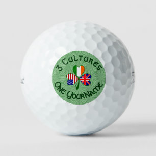 British Irish American Shamrock Flag Personalized Golf Balls
