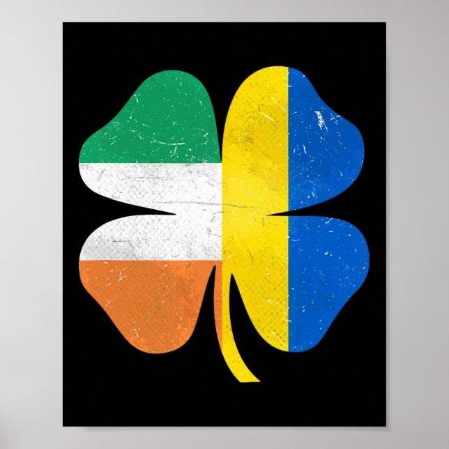 British Irish Shamrock Ukraine Ireland St. Patrick Poster (Front)