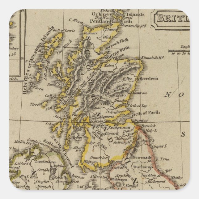British Isles 3 Square Sticker (Front)