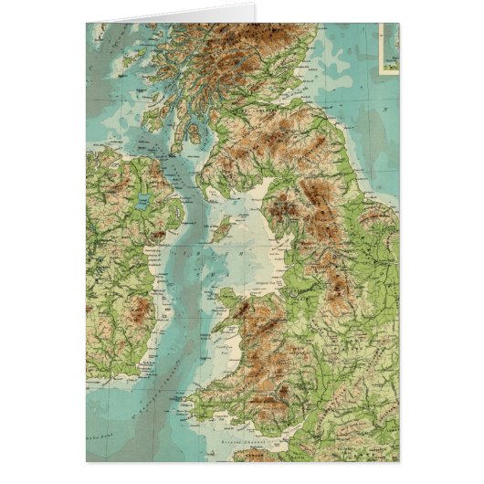 British Isles bathyorographical map Cards (Front)