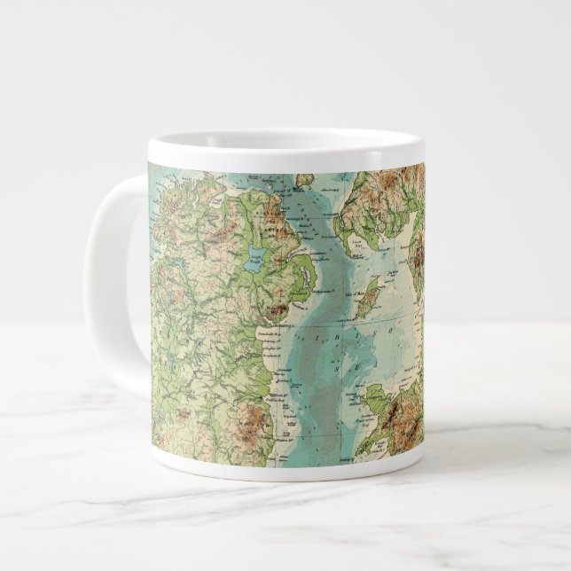 British Isles bathyorographical map Giant Coffee Mug (Front Left)