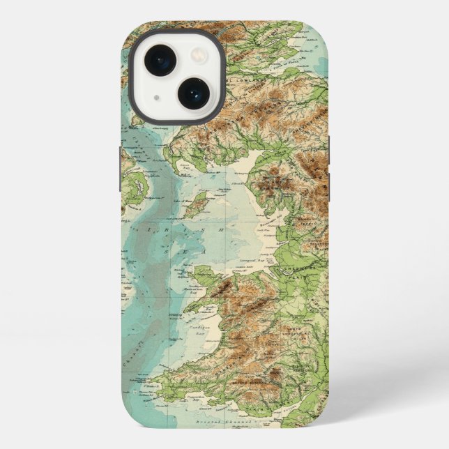 British Isles bathyorographical map Iphone Case (Back)