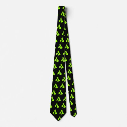 British Isles _ Chartreuse on Black Neck Tie