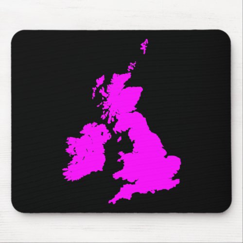 British Isles _ Magenta on Black Mouse Pad
