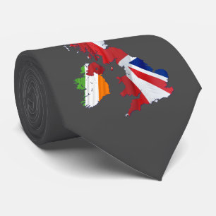 BRITISH ISLES MAP AND FLAGS NECK TIE