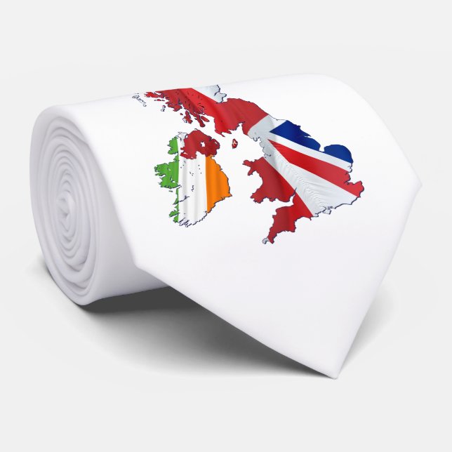 BRITISH ISLES MAP AND FLAGS NECK TIE (Rolled)