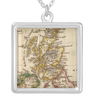 British Isles Map Silver Plated Necklace