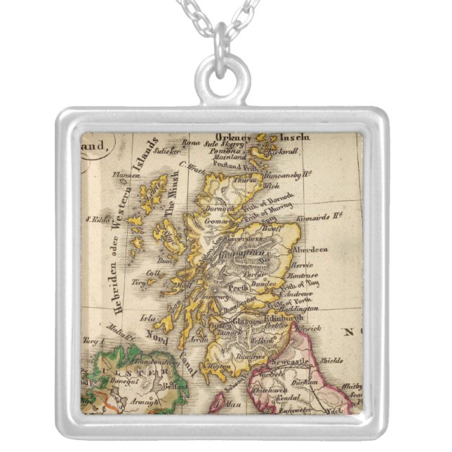 British Isles Map Silver Plated Necklace (Front)