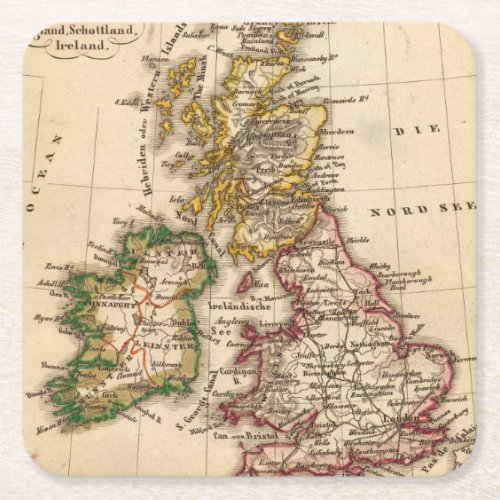 British Isles Map Square Paper Coaster