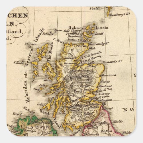 British Isles Map Square Sticker