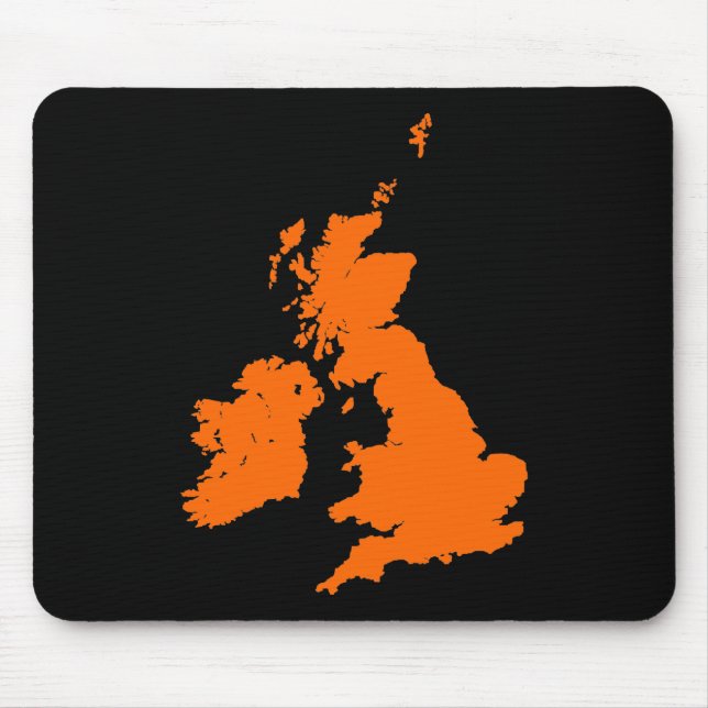 British Isles - Orange on Black Mouse Pad (Front)
