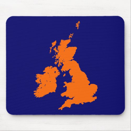 British Isles _ Orange on Dark Blue Mouse Pad