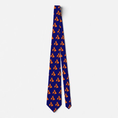 British Isles _ Orange on Dark Blue Neck Tie