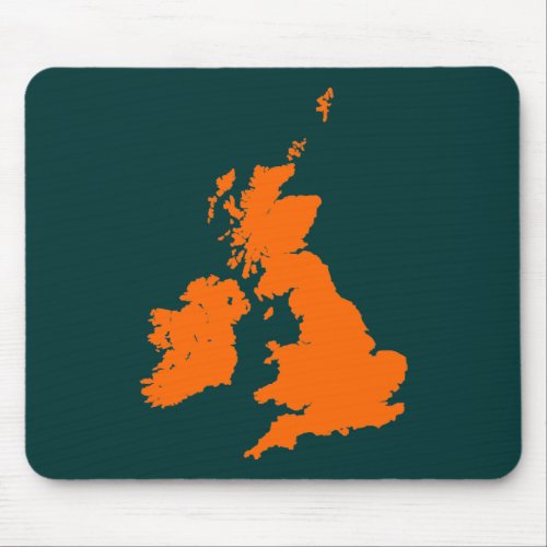 British Isles _ Orange on Dark Green Mouse Pad