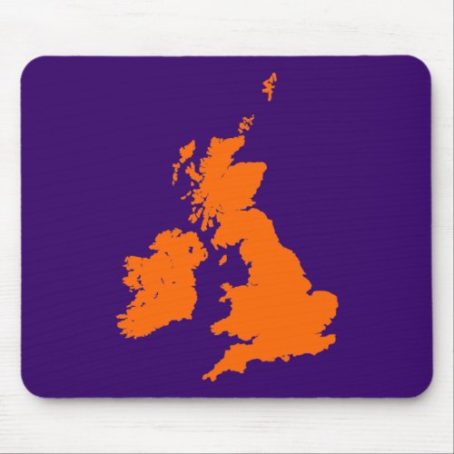 British Isles _ Orange on Dark Violet Mouse Pad