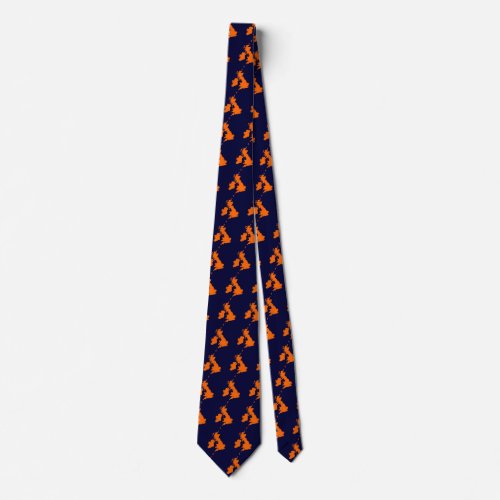 British Isles _ Orange on Navy Blue Neck Tie