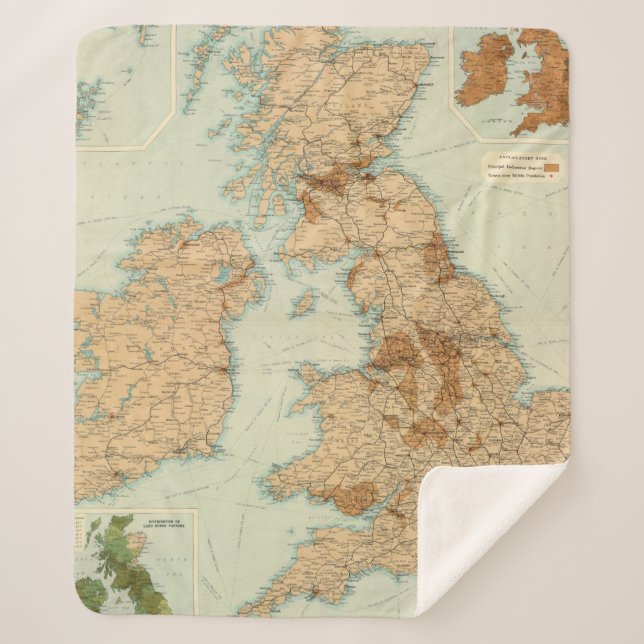 British Isles railways & industrial map Sherpa Blanket (Front)