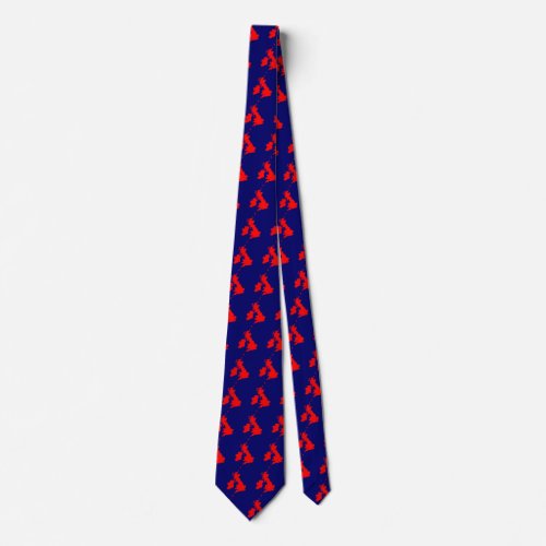 British Isles _ Red on Dark Blue 000066 Neck Tie