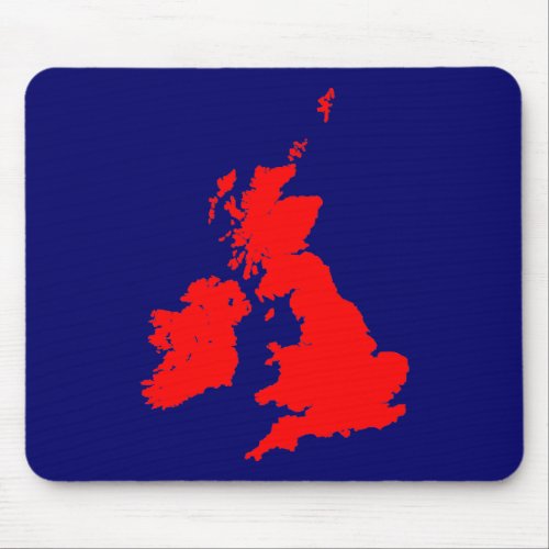 British Isles _ Red on Dark Blue Mouse Pad