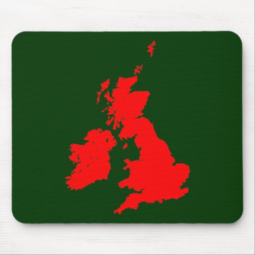 British Isles _ Red on Dark Green Mouse Pad
