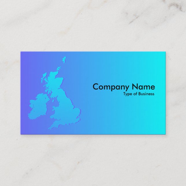 British Isles Shaded Blue To Cyan Business Card (Front)