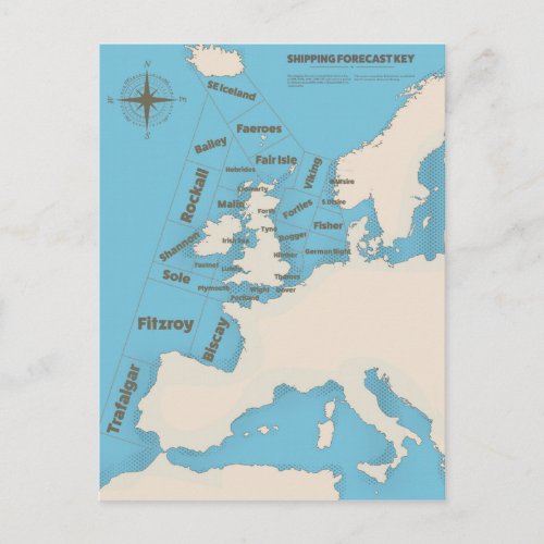 British Isles Shipping Forecast in color Postcard