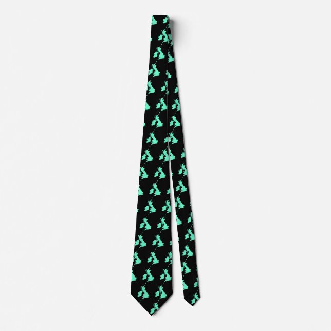British Isles - Turquoise on Black Neck Tie (Front)