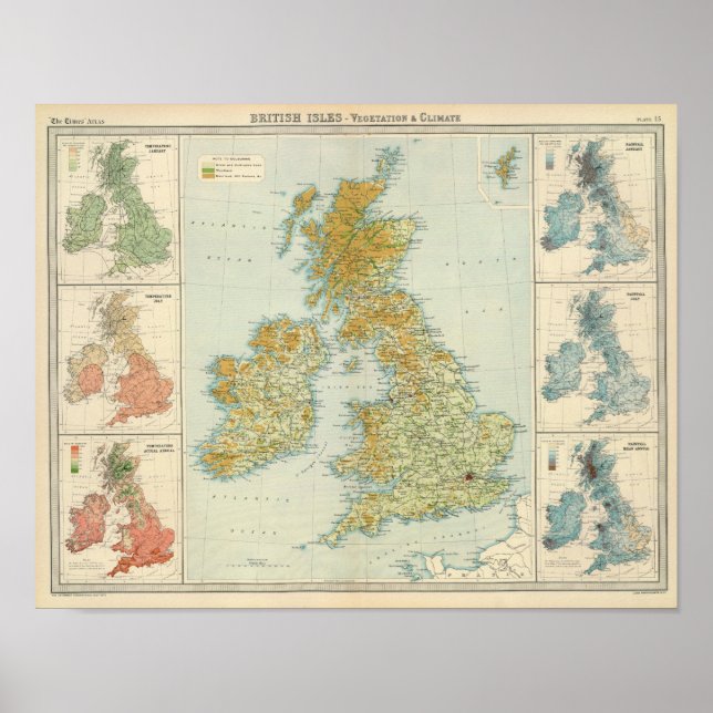 British Isles vegetation & climate map Poster (Front)