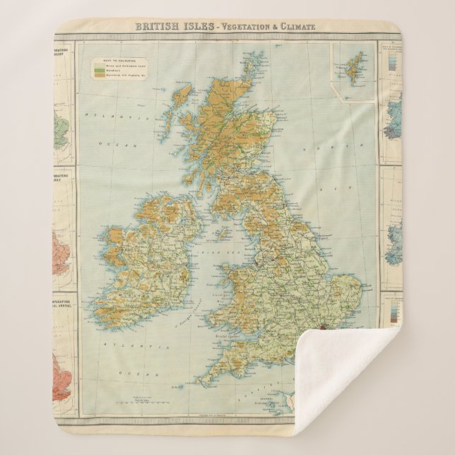 British Isles vegetation & climate map Sherpa Blanket (Front)