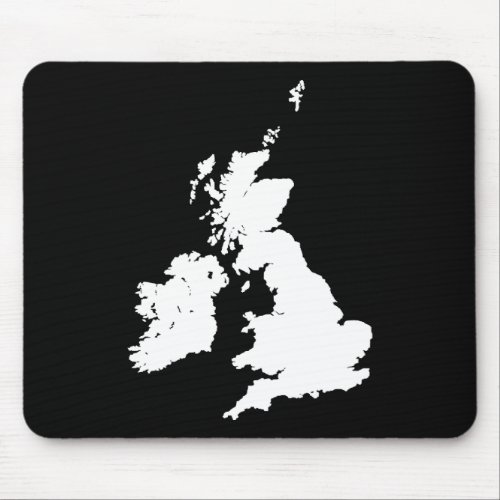 British Isles _ White on Black Mouse Pad