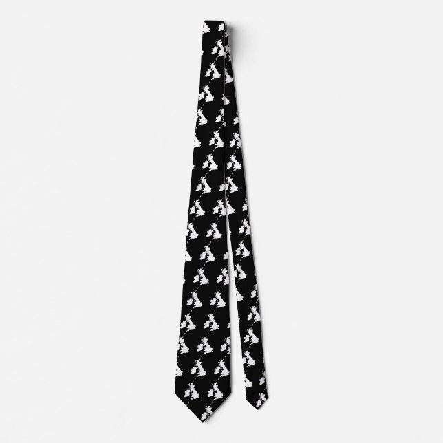 British Isles - White on Black Neck Tie (Front)