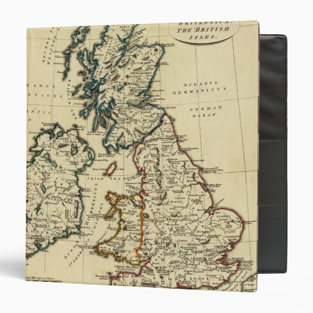 British Isles with boundaries outlined 3 Ring Binder (Front/Inside)
