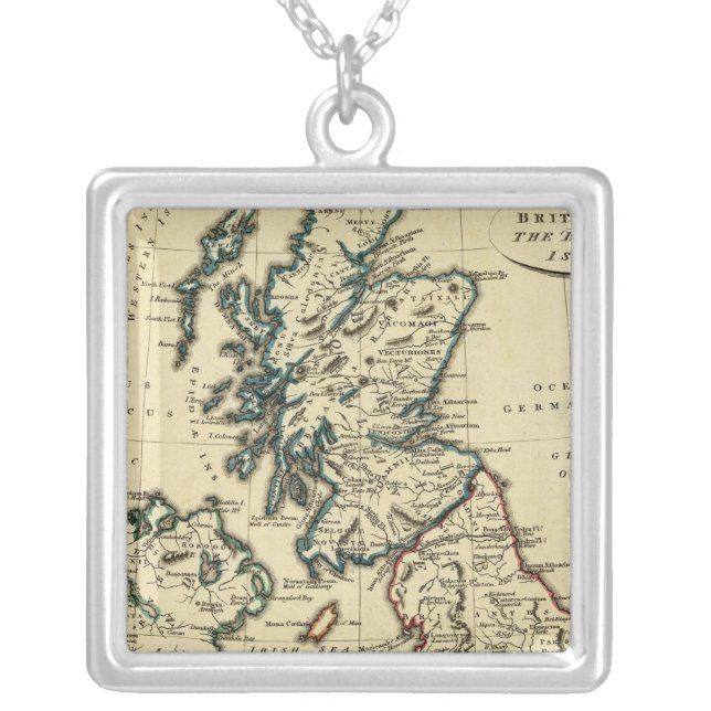 British Isles with boundaries outlined Silver Plated Necklace (Front)