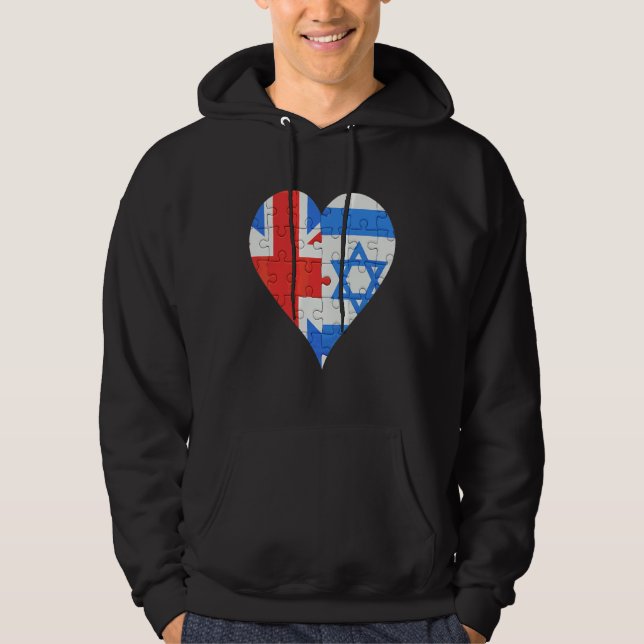 British Isreali Flag Heart Hoodie (Front)