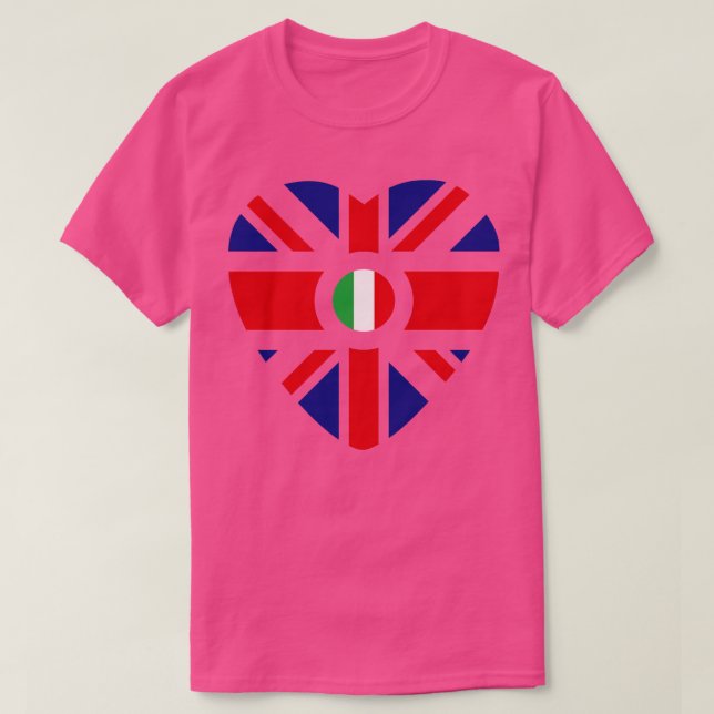 British Italian Multinational Patriot Flag Heart T-Shirt (Design Front)