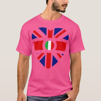 British Italian Multinational Patriot Flag Heart T-Shirt