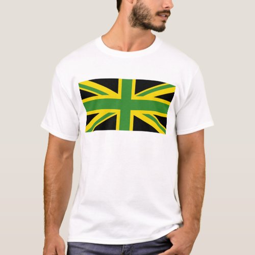 British _ Jamaican Union Jack Flag  T_Shirt