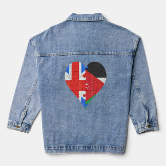 British Jordanian Flag Heart  Denim Jacket