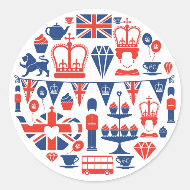 British Jubilee Icons Classic Round Sticker (Front)