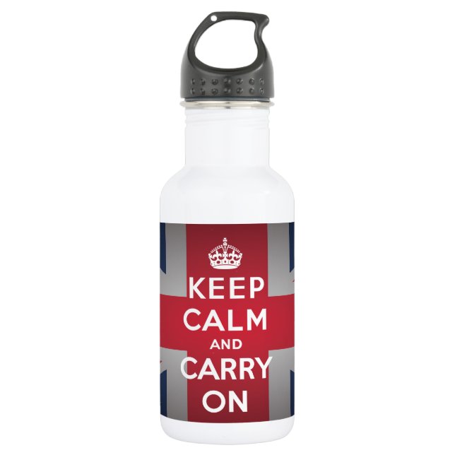 British Keep Calm Carry 32. oz. Stainless Steel Water Bottle (Front)