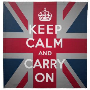 British Keep Calm Carry British Flag Crown Napkins