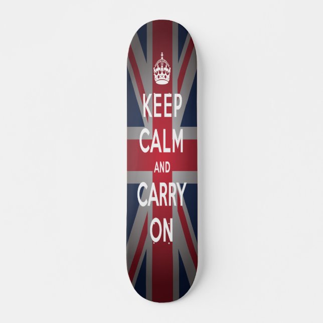 British Keep Calm Carry Old School Skateboard Deck (Front)
