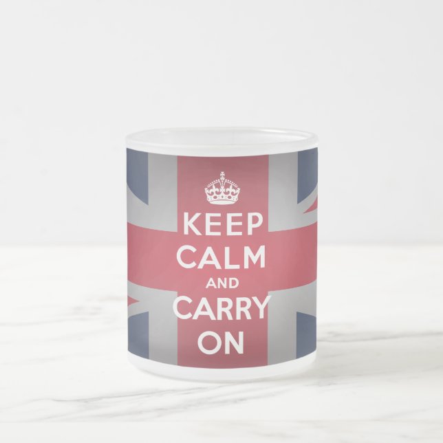 British Keep Calm Frosted Glass Coffee Mug Cup (Center)