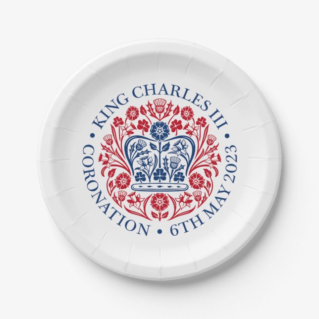 British King III Charles Memorabilia Coronation Paper Plates (Front)