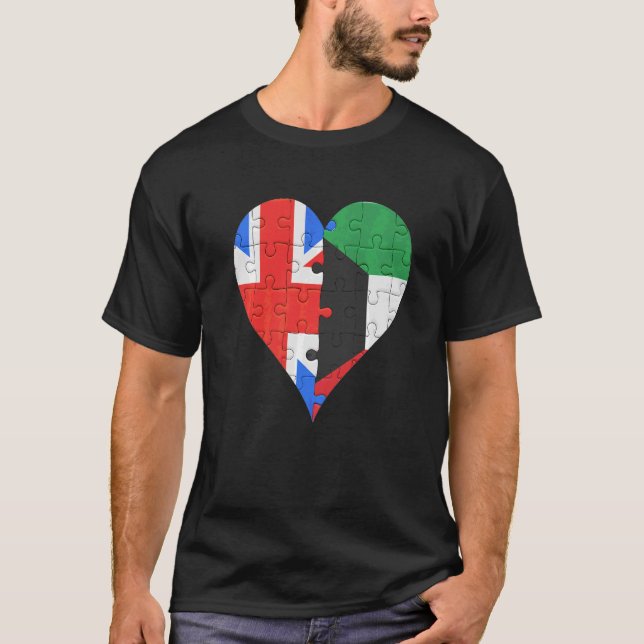 British Kuwaiti Flag Heart T-Shirt (Front)
