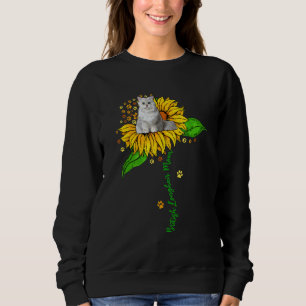 British Longhair Mom Cute Cat On Sunflower Paws Mo Sweatshirt