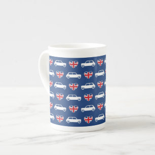 British Mini Cooper Hearts - Blue Bone China Mug