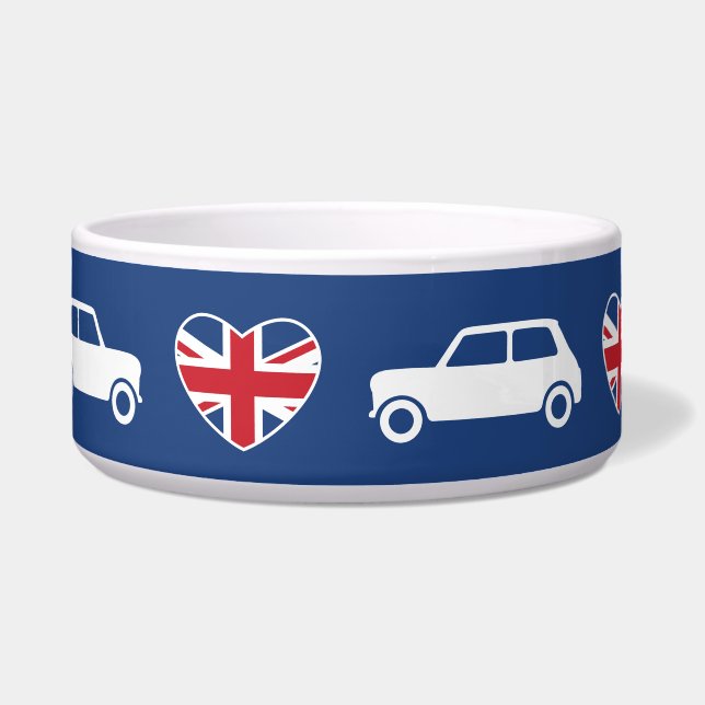 British Mini Cooper Hearts - Blue Bowl (Front)